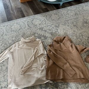 Cozy Women's Sweater Set - Cream and Brown